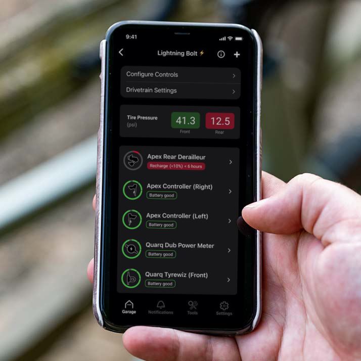 Monitor bike performance and readiness in the AXS app.