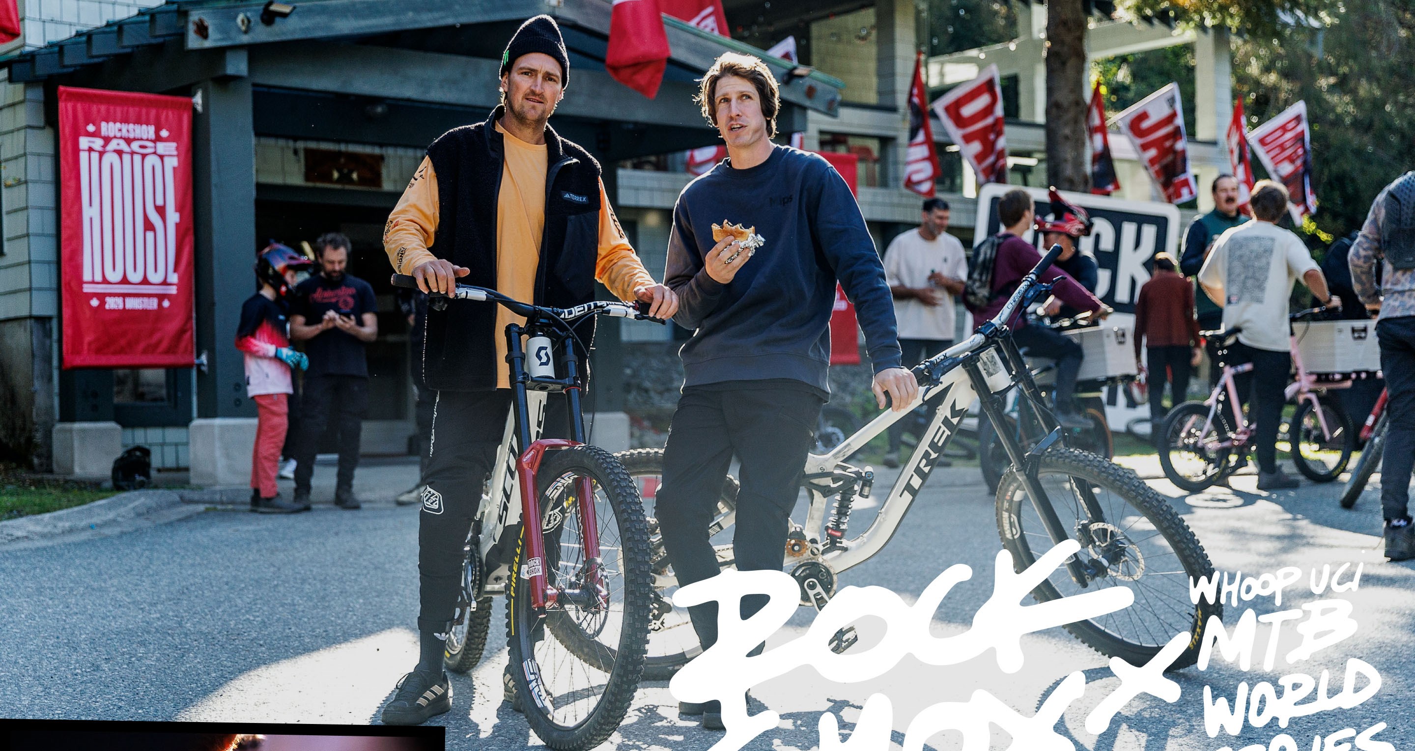 Brendog and Brandon Semenuk hosting a ride together from the RockShox Whistler Race House