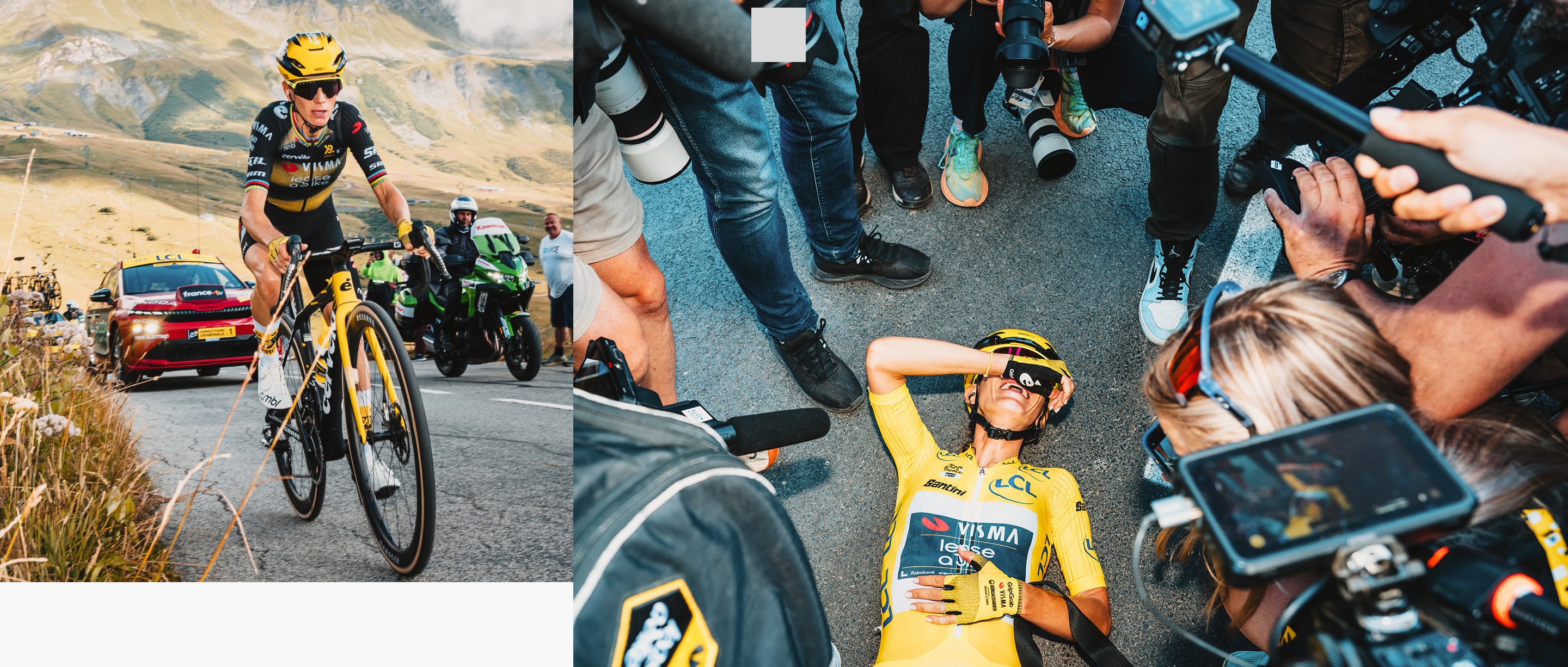 Jonas Vingegaard celebrates Tour de France 2025 podium