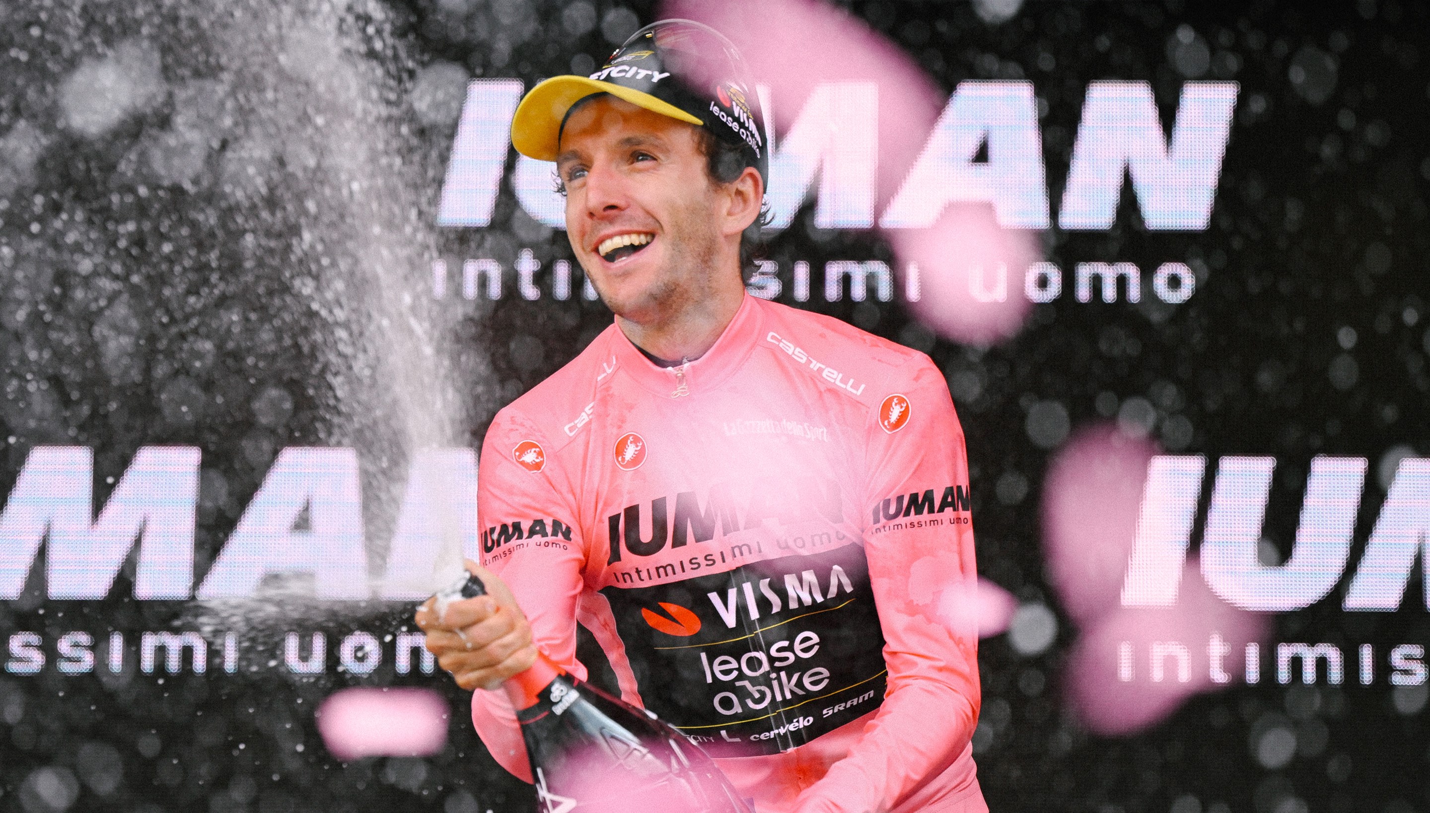 Simon Yates celebrates win at men's Giro