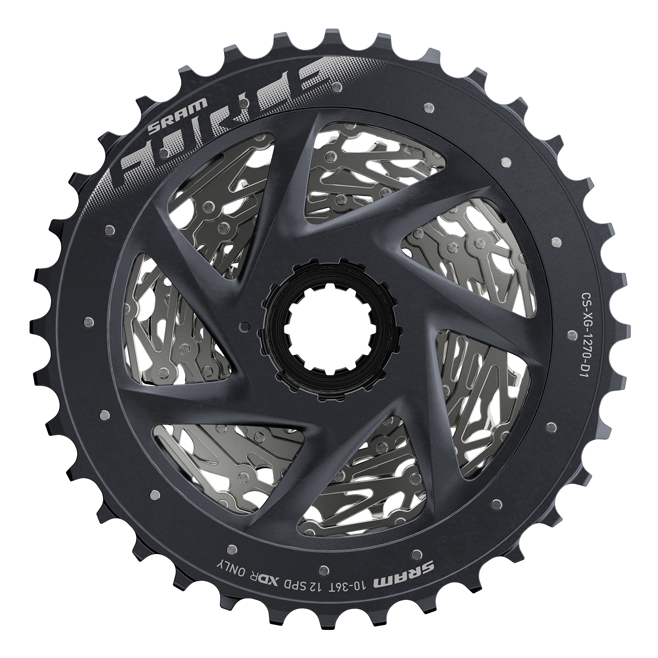 SRAM Force AXS XG-1270 Cassette 12 Speed D1 Black for XDR Driver Body