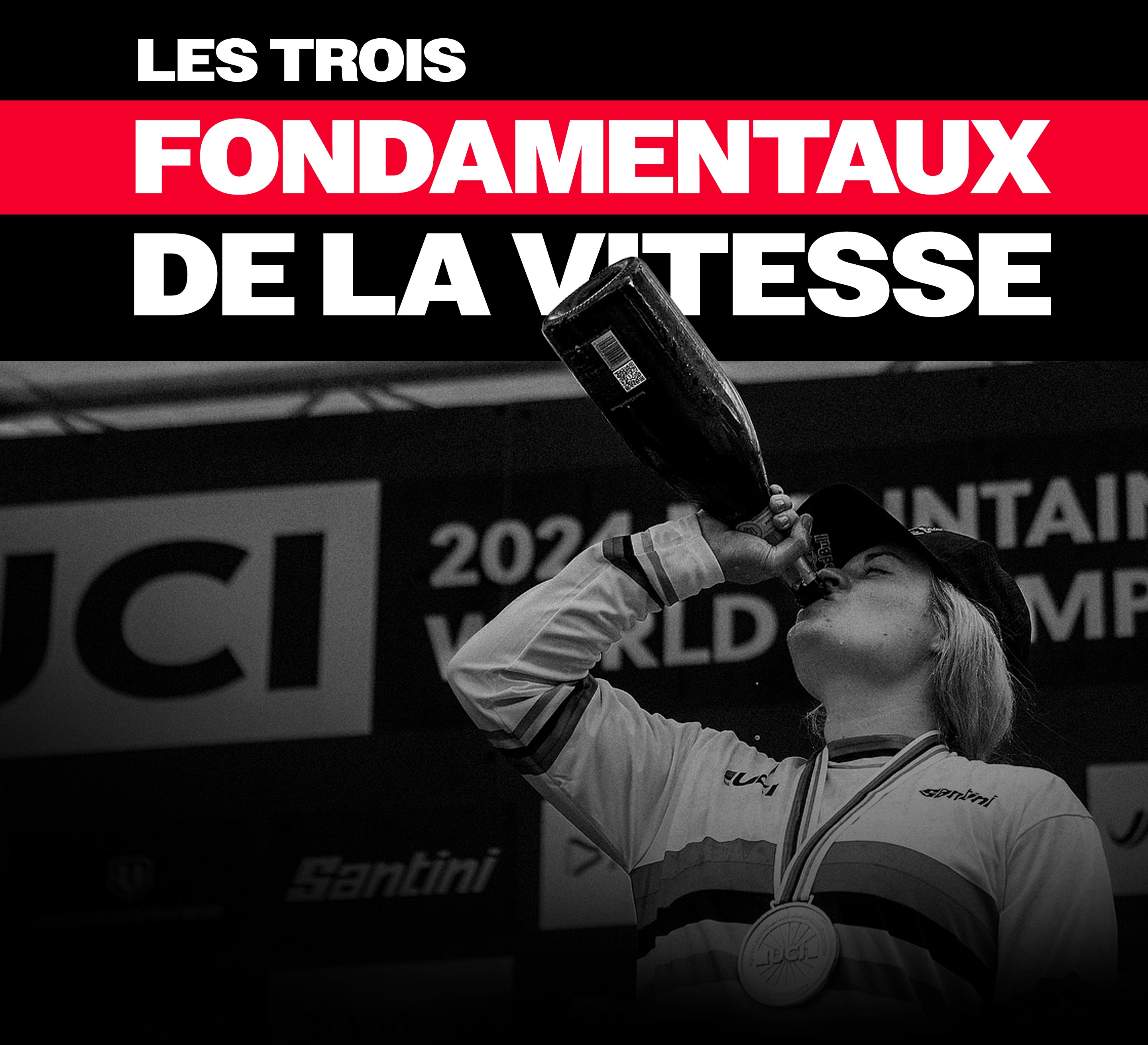 Vali Höll célèbre sa performance sur le podium des Championnats du monde UCI avec sa RockShox BoXXer.