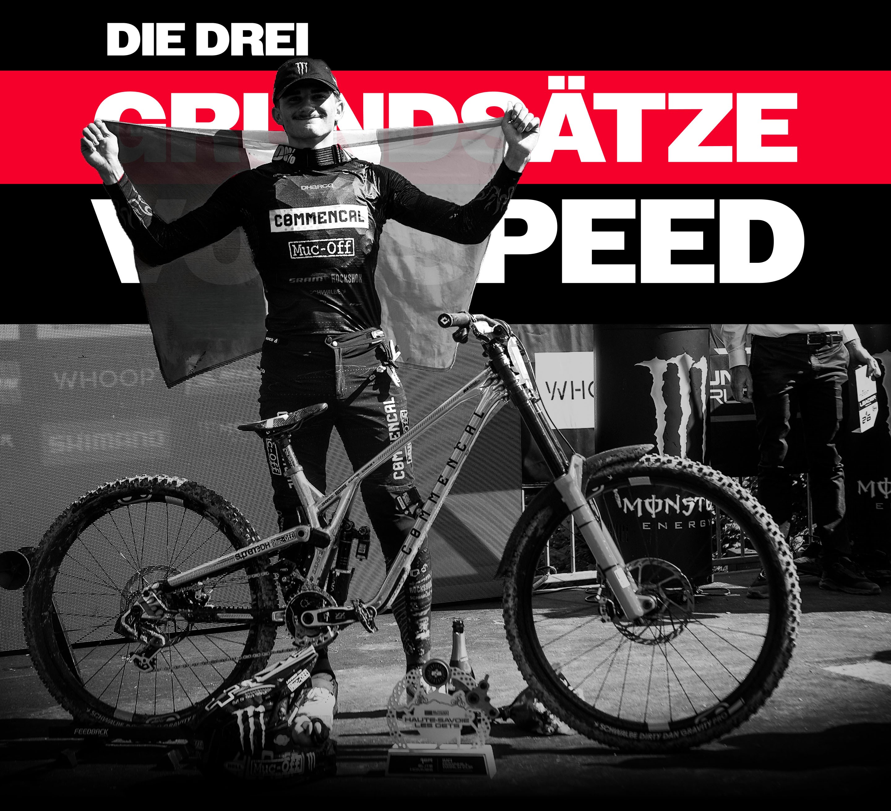 Vali Höll celebrating UCI World Championships podium on RockShox BoXXer