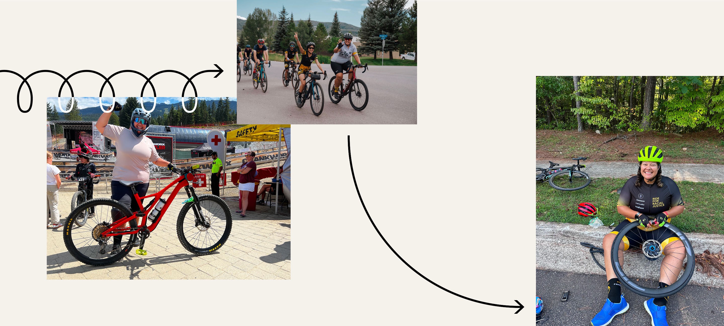 collage of images showing Alisha building culture at SRAM