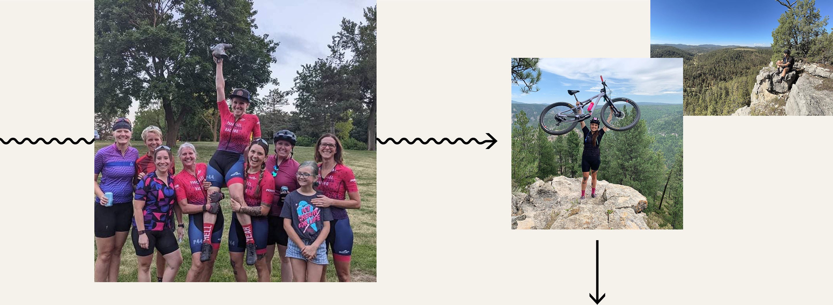 Photos showing Tuesday exploring the world on a bike