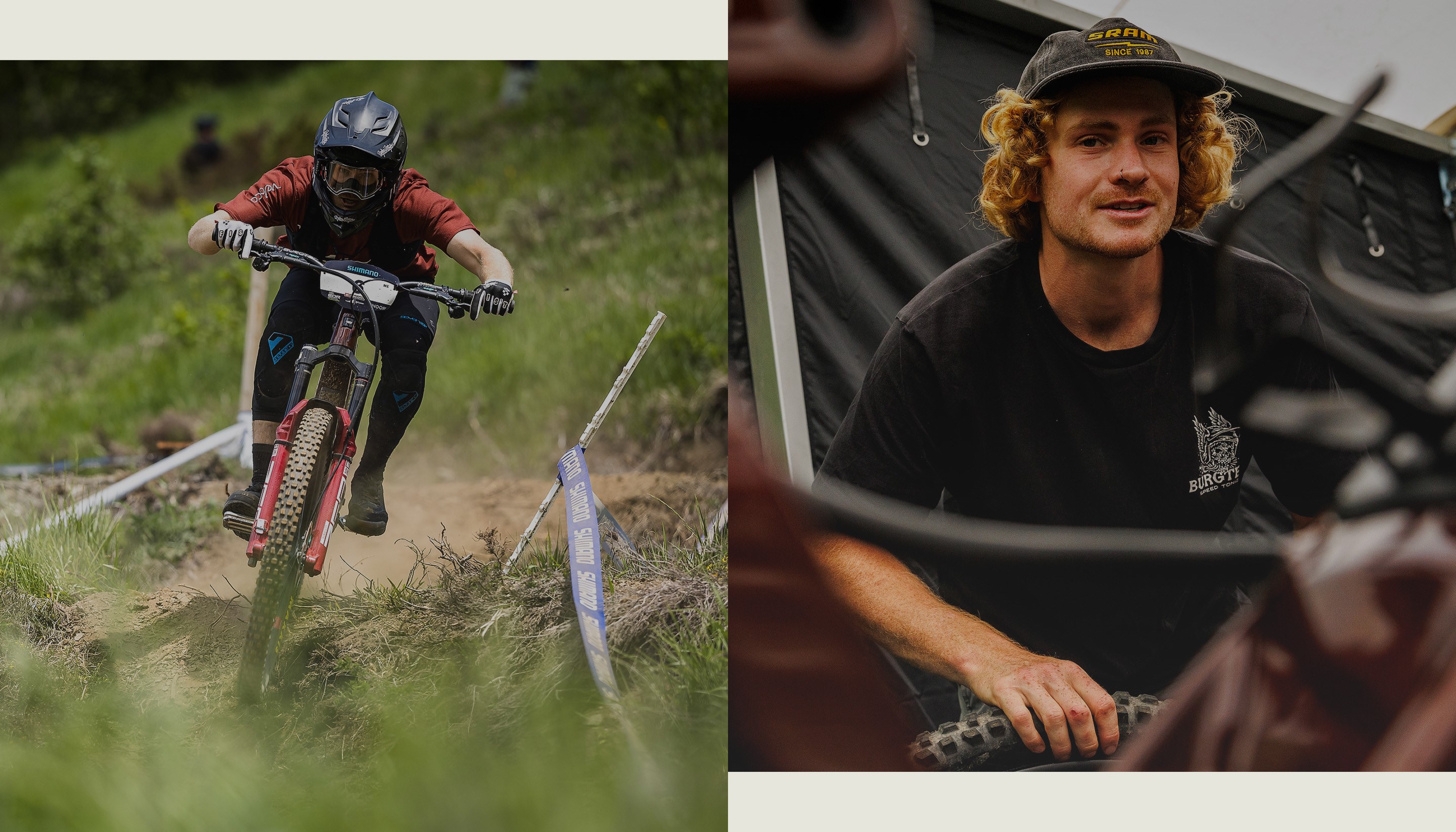 Dan Booker riding and working on his Santa Cruz bronson at EDR race