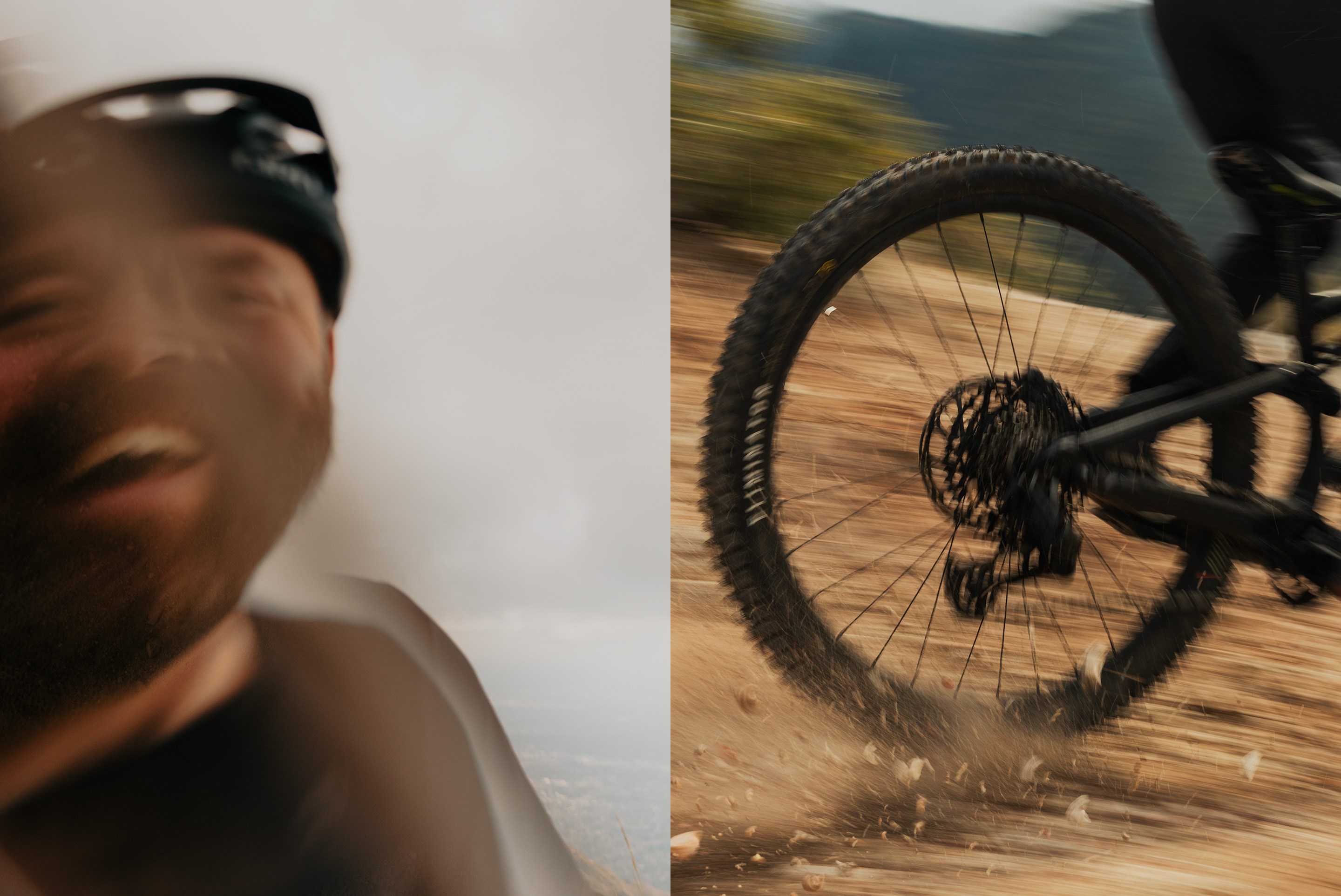 Mountain bike rider smiling and riding SRAM Eagle 70 equipped Stumpjumper