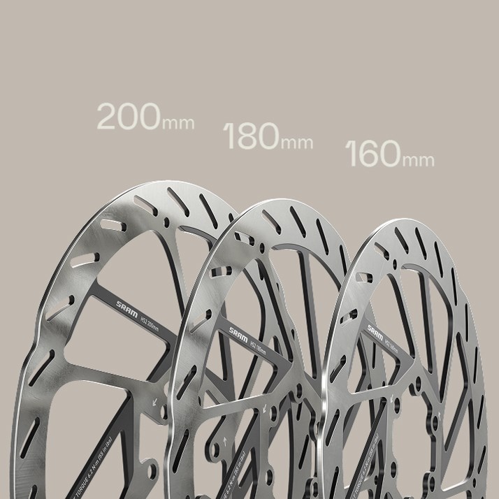200mm, 180mm, and 160mm SRAM HS2 rotors