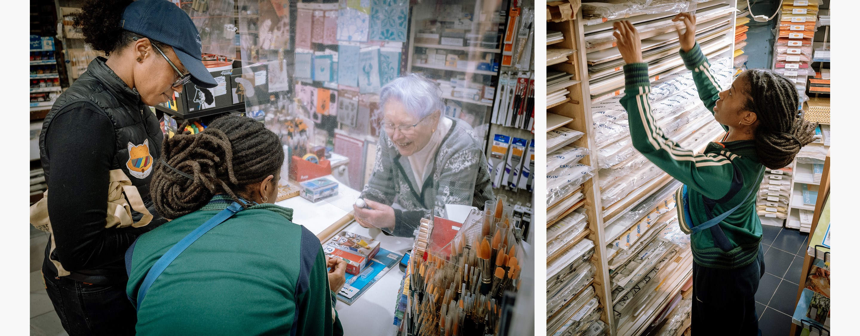 Ayesha and Alicia searching for art supplies in Girona