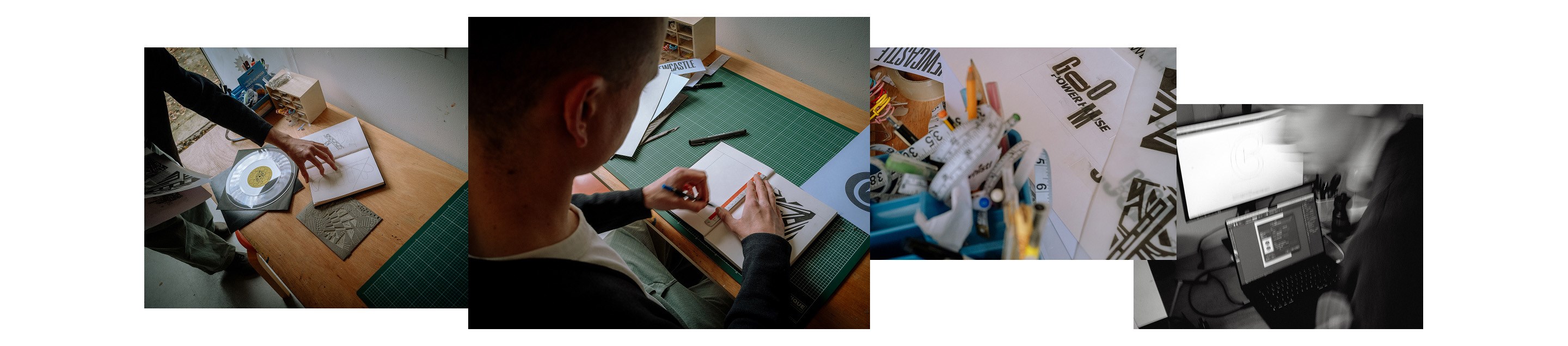 Ciarán working through the design process in the studio