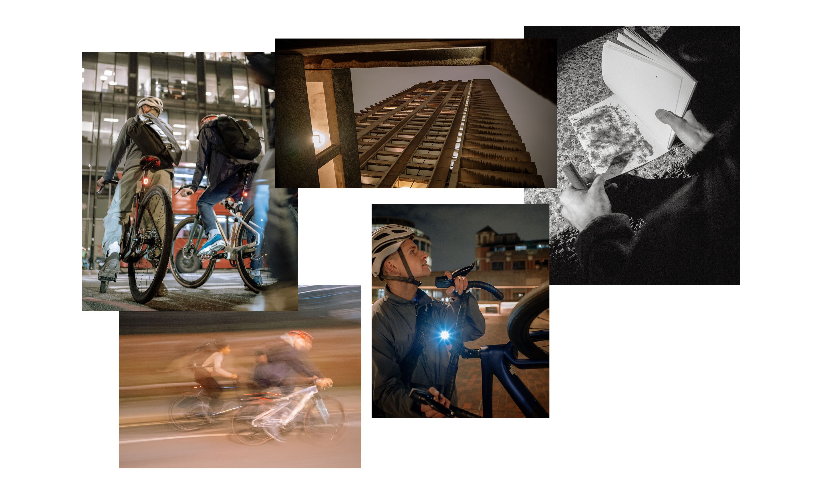 Tao and Ciarán explore London on their bikes at night.