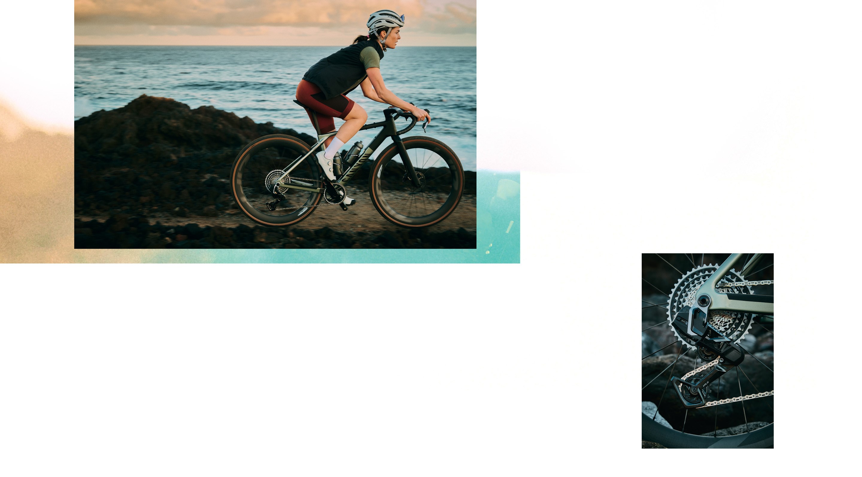 Female gravel cyclist on SRAM Force XPLR AXS equipped Canyon gravel bicycle