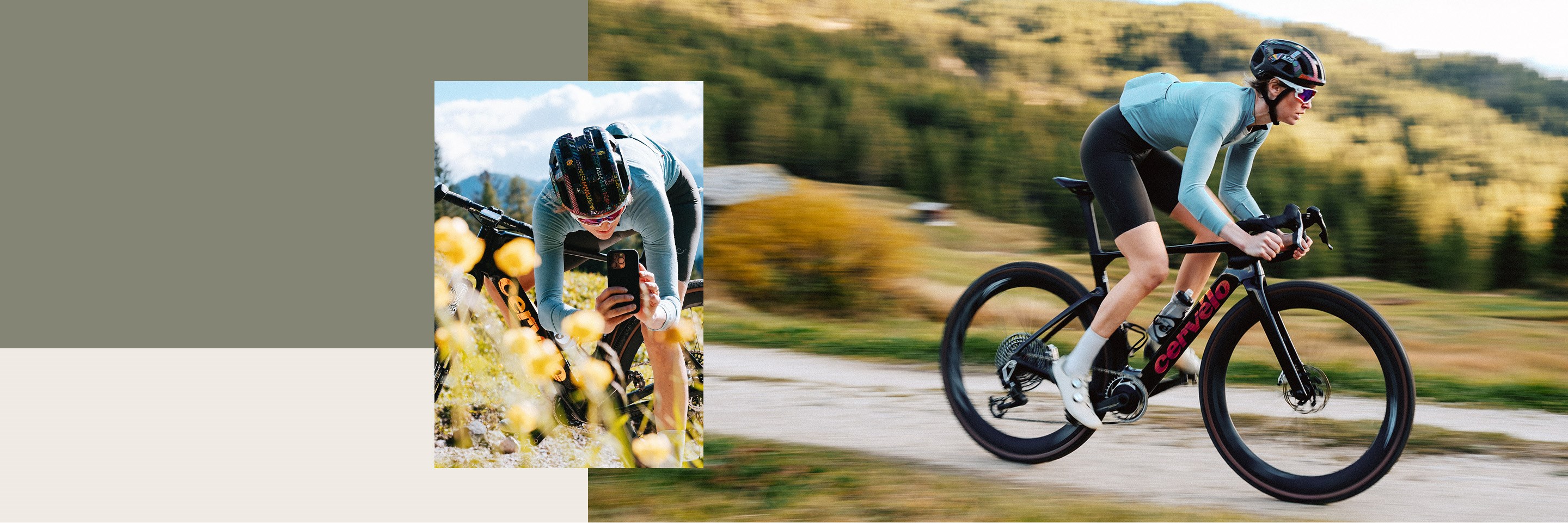 Image collage of gravel rider on Zipp XPLR wheels.