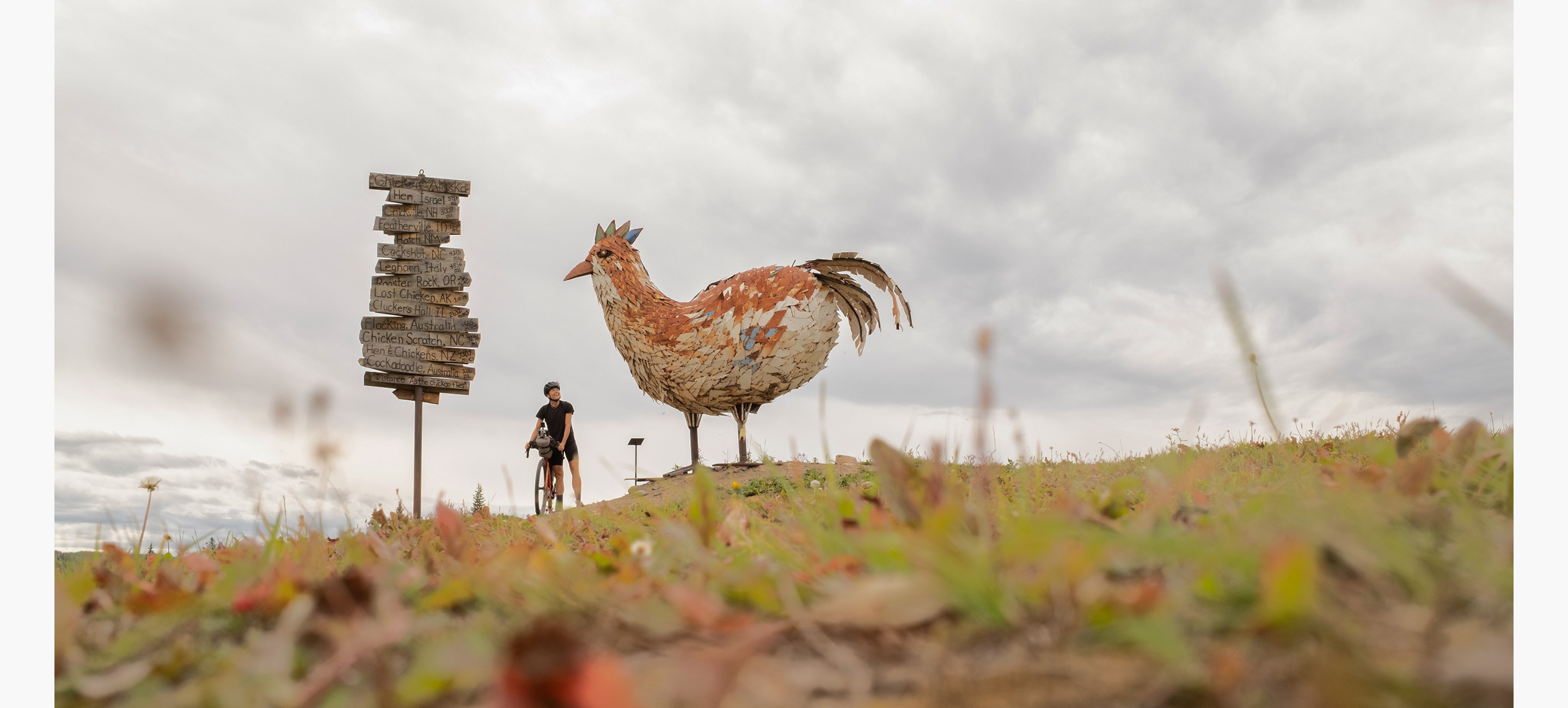 Lael Wilcox starts her ride in Chicken, Alaska