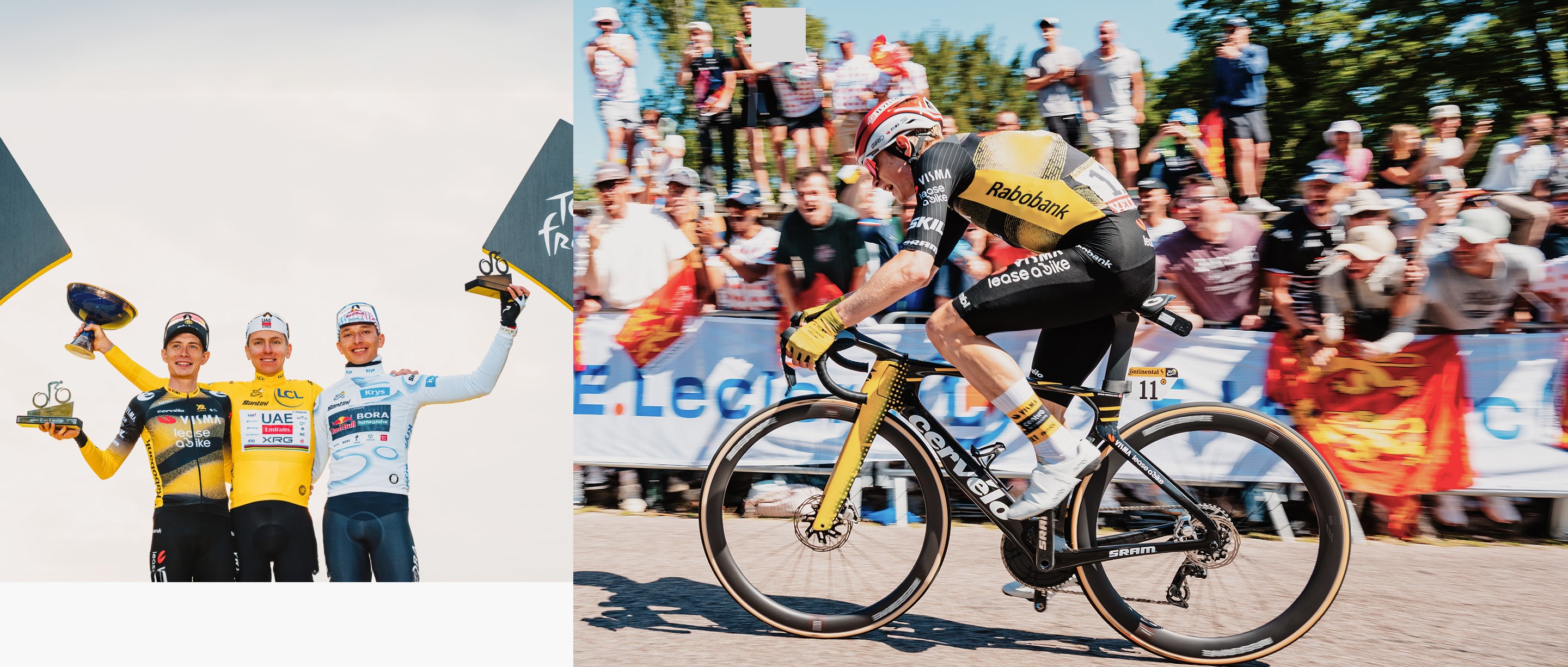 Jonas Vingegaard celebrates Tour de France 2025 podium