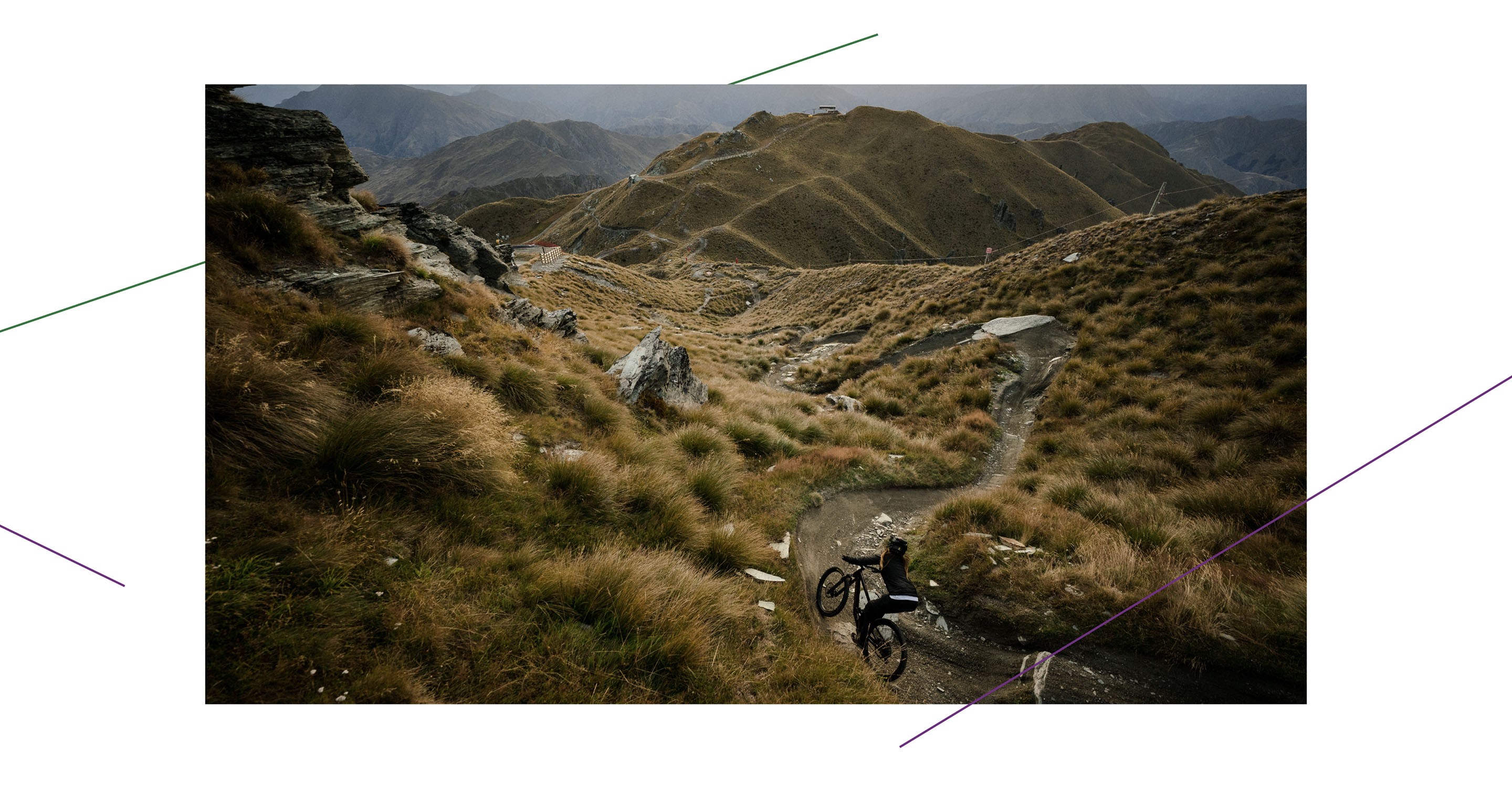 Landscape portrait of trail through mountains