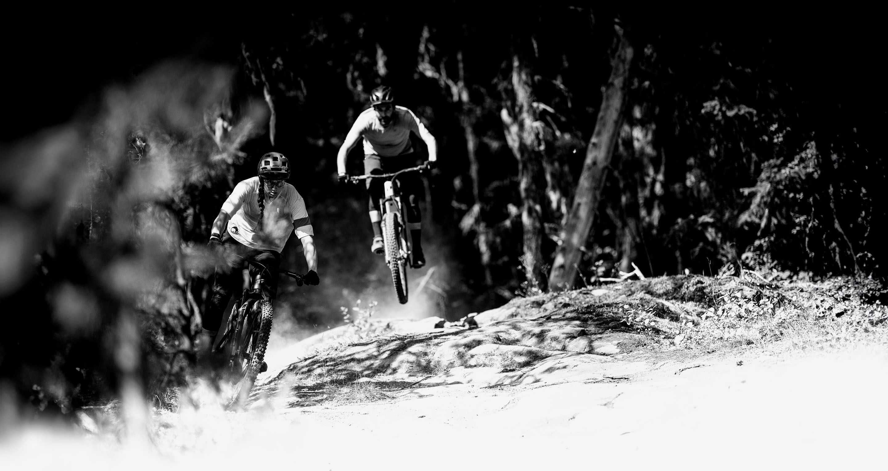 Riders on Rockshox Flight attendant suspension