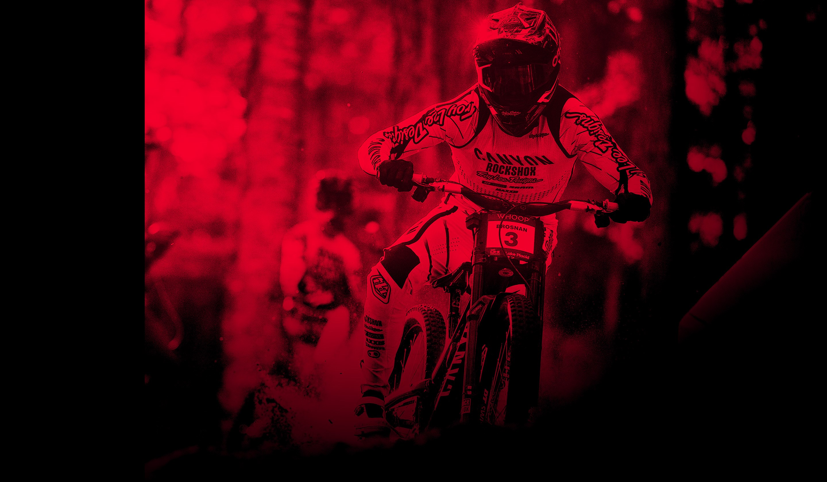 Troy Brosnan riding Lake Placid World Cup DH track on new RockShox BoXXer