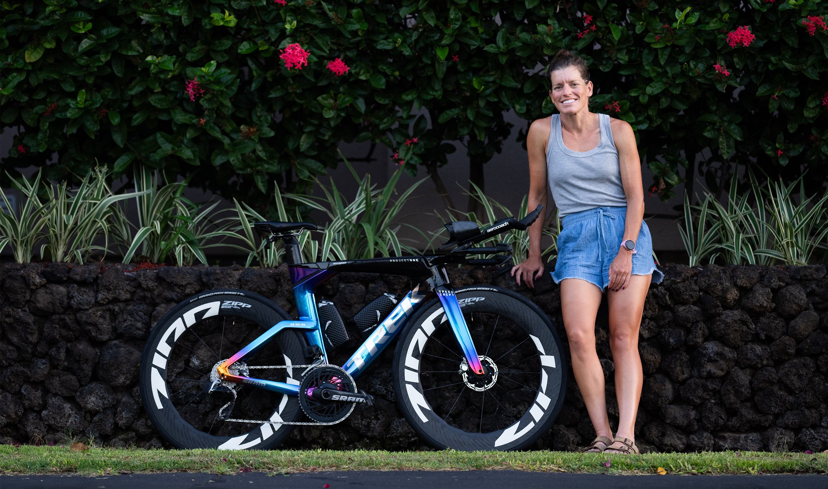 Skye with Zipp 858 NSW equipped Trek Speed Concept