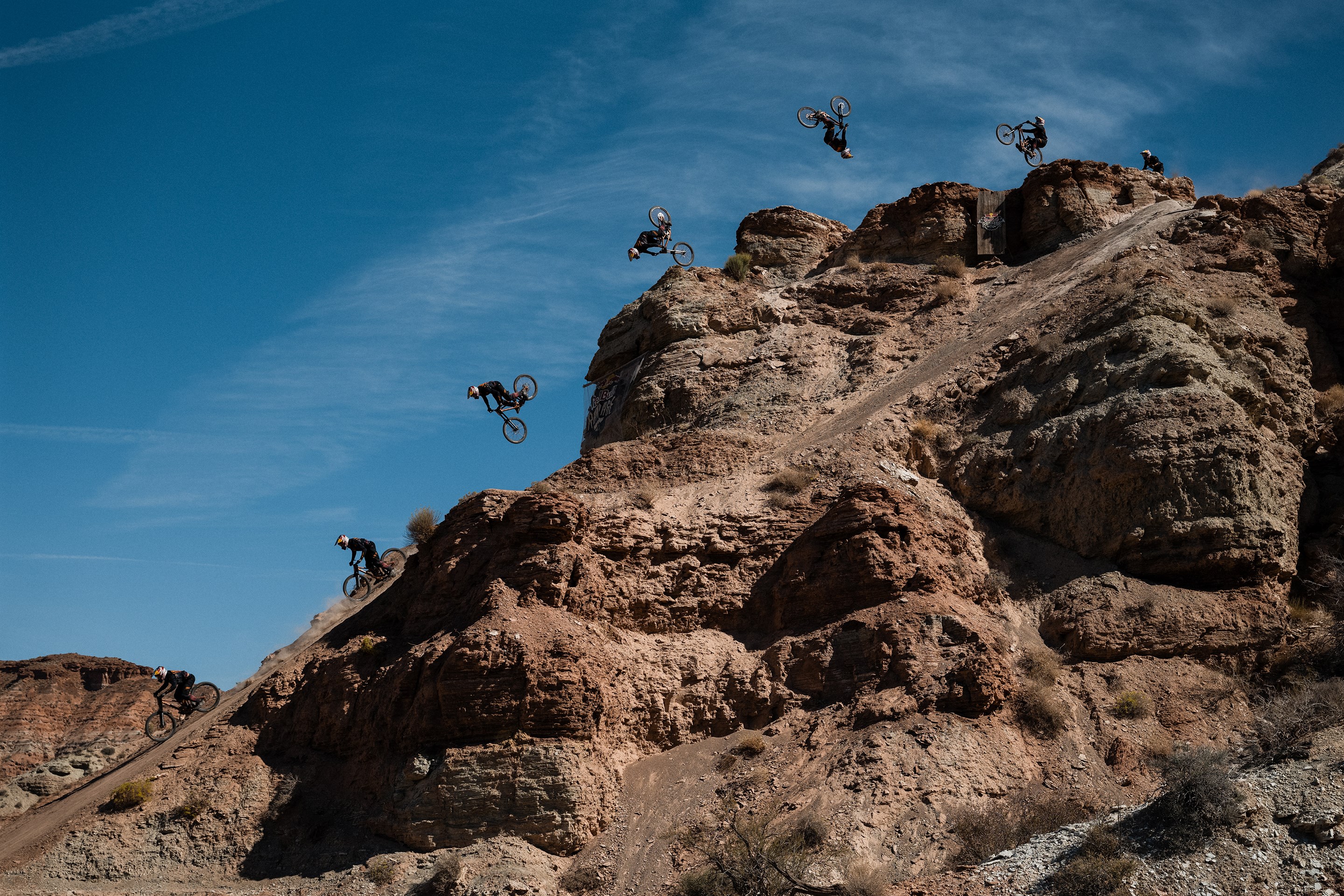 A side profile of Szymon Godziek's backflip at Rampage.