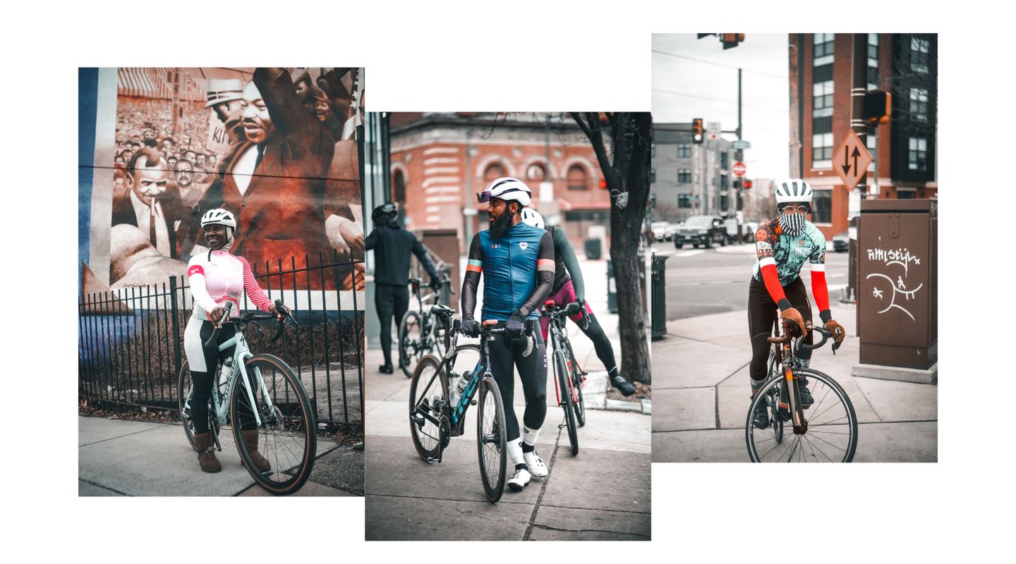 A collage of black cyclists in Philadelphia