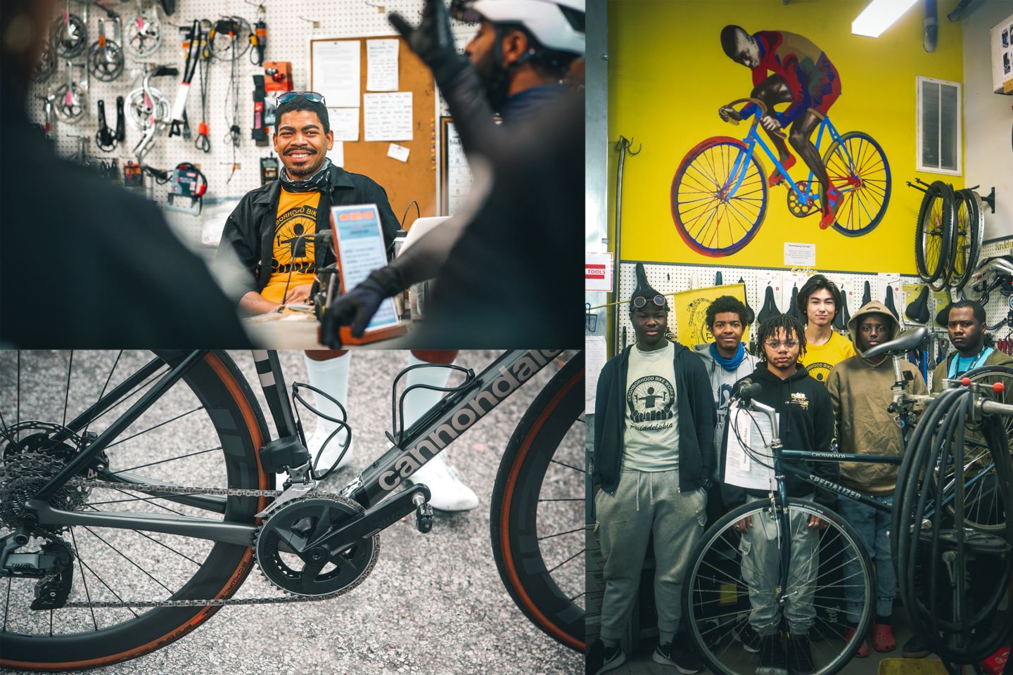 Collage of black cyclists from Philly