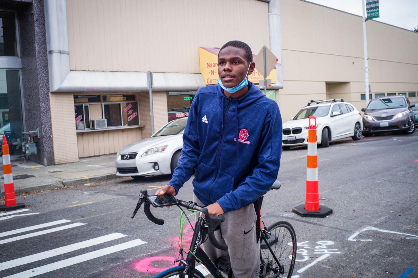 Young Trevon on his old bike