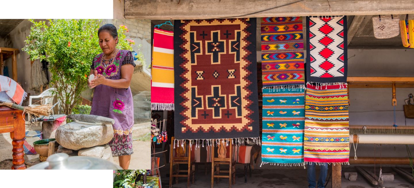 Rugs hanging in Oaxaca