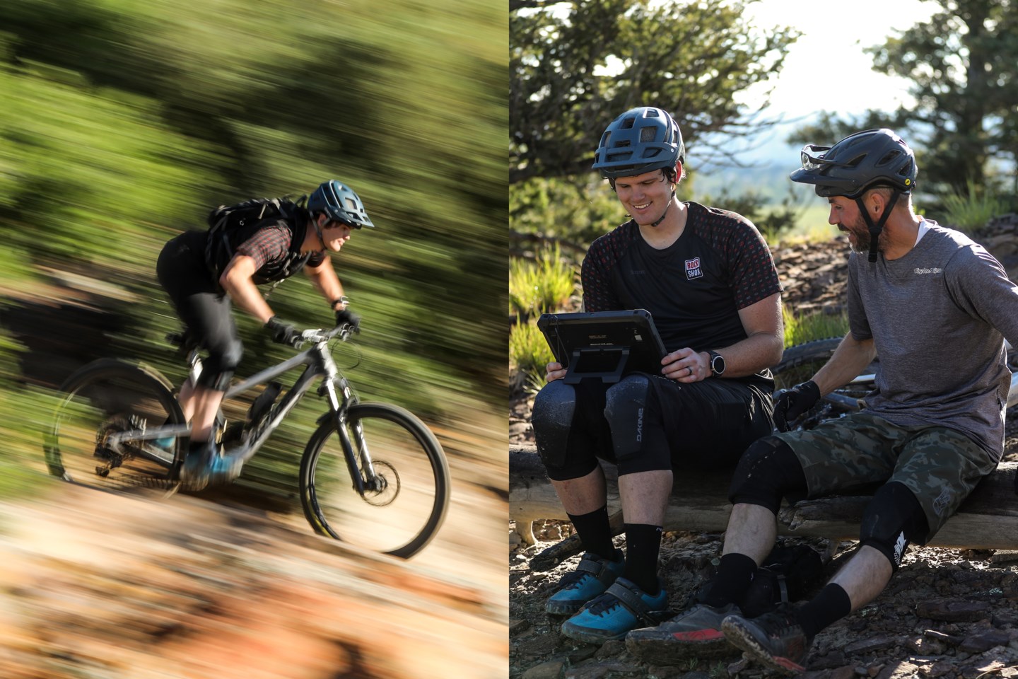RockShox Engineers Joe Schoolcraft and Mark Santurbane on-trail riding