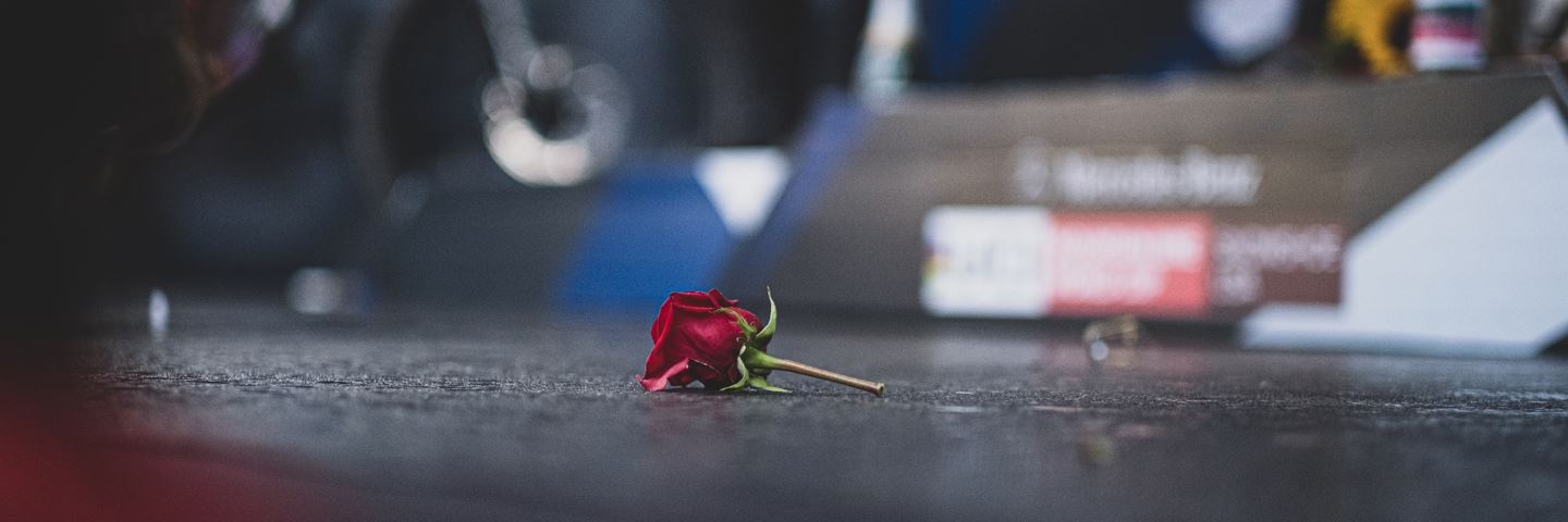 Rose laying on UCI podium