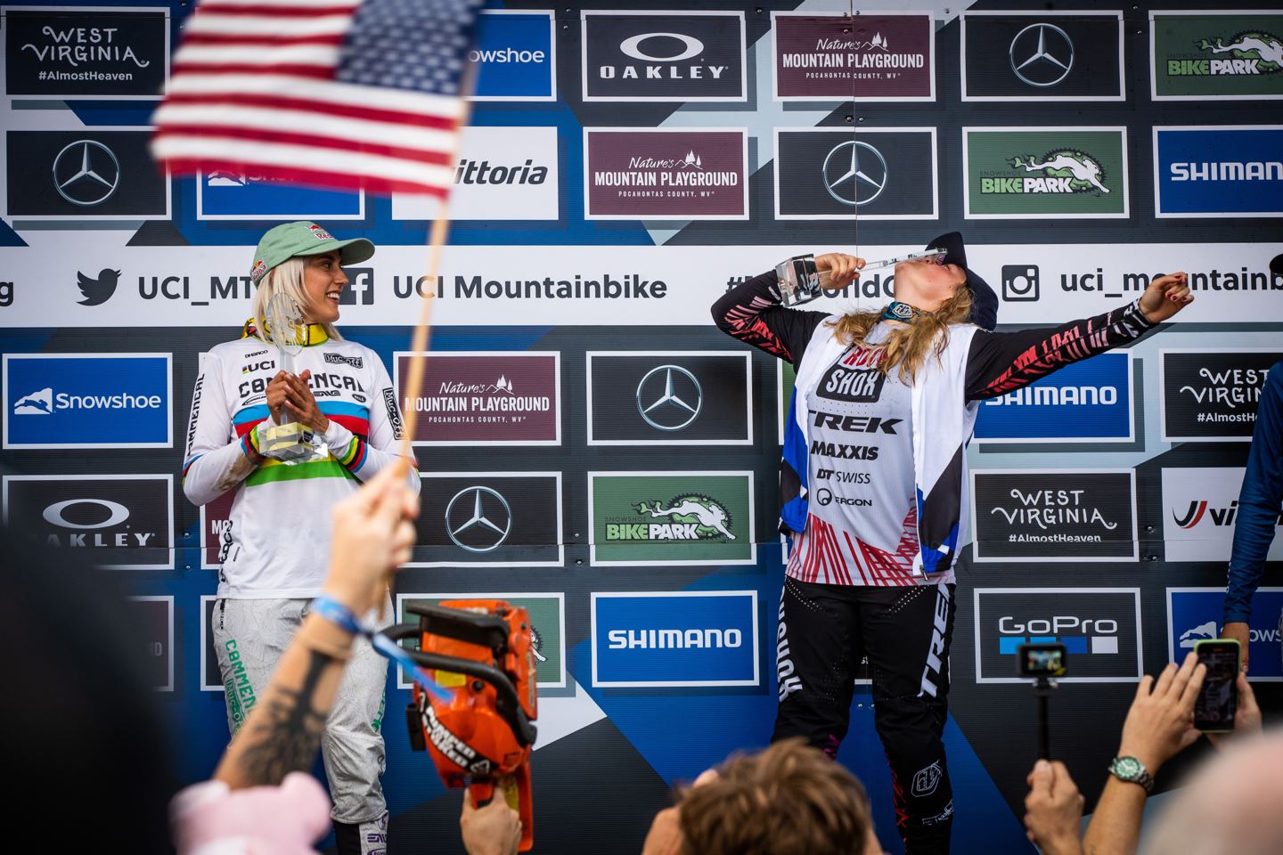 Vali Höll and Myriam Nicole on UCI Podium