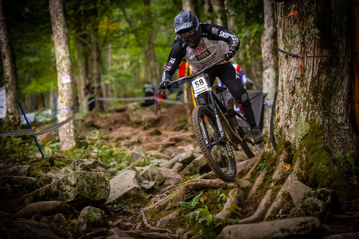 Jamie Edmondson riding track in Snowshoe, USA