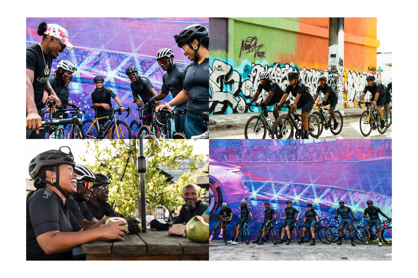 Collage of Next Level Up cyclists