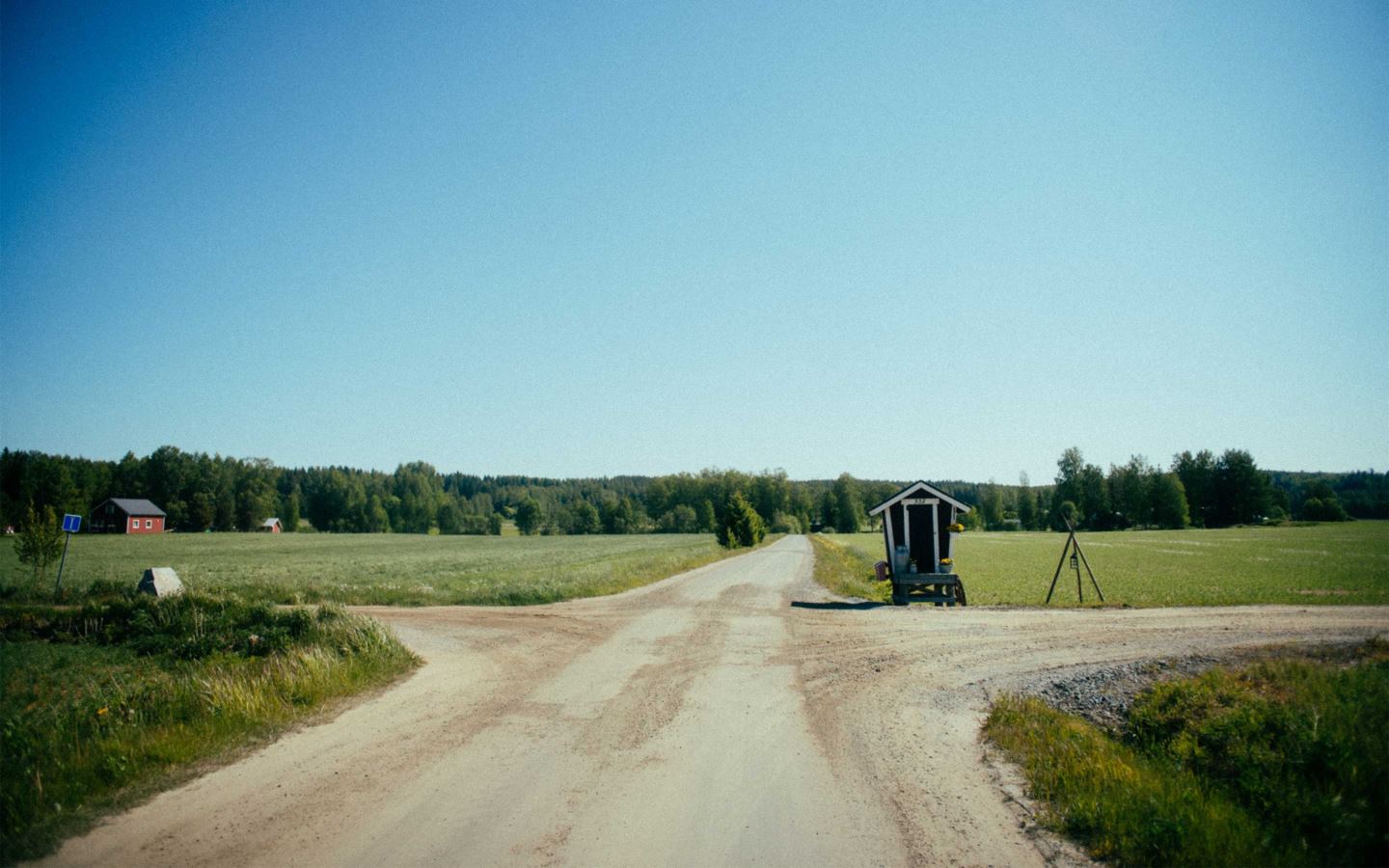 Finland countryside gravel road.