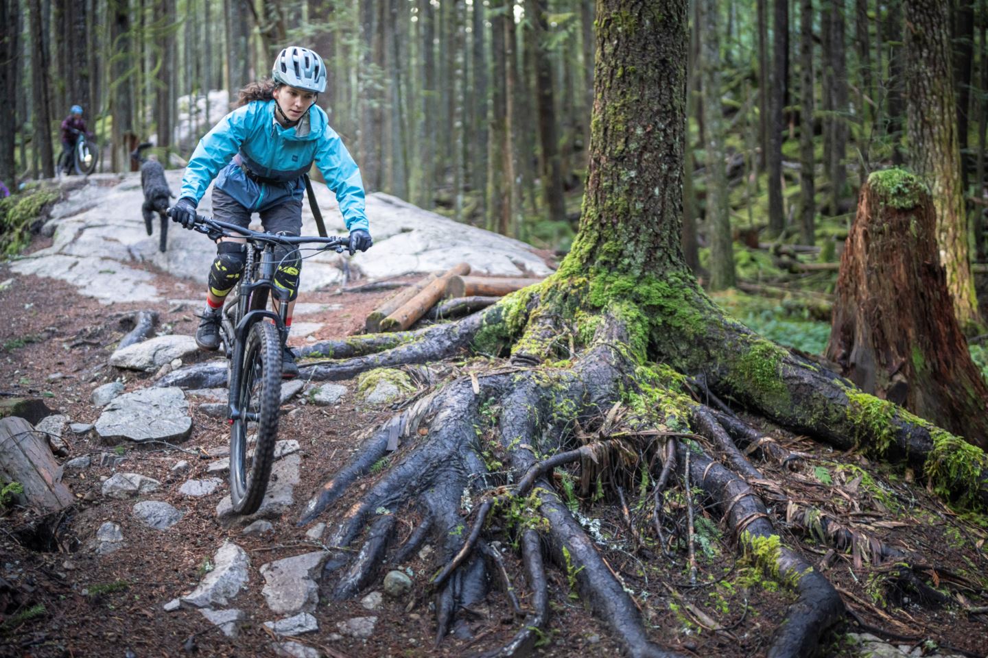Angela Preise navigates a rooty section of trail