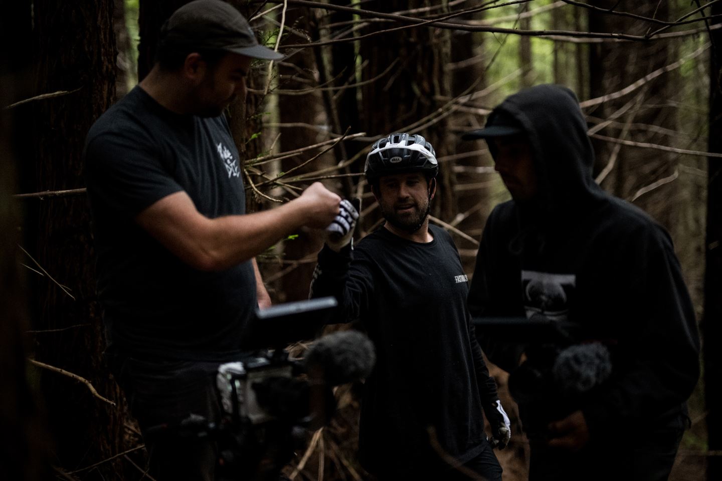 R-Dog talking with filmers Nic Genovese and Isaac Wallen.