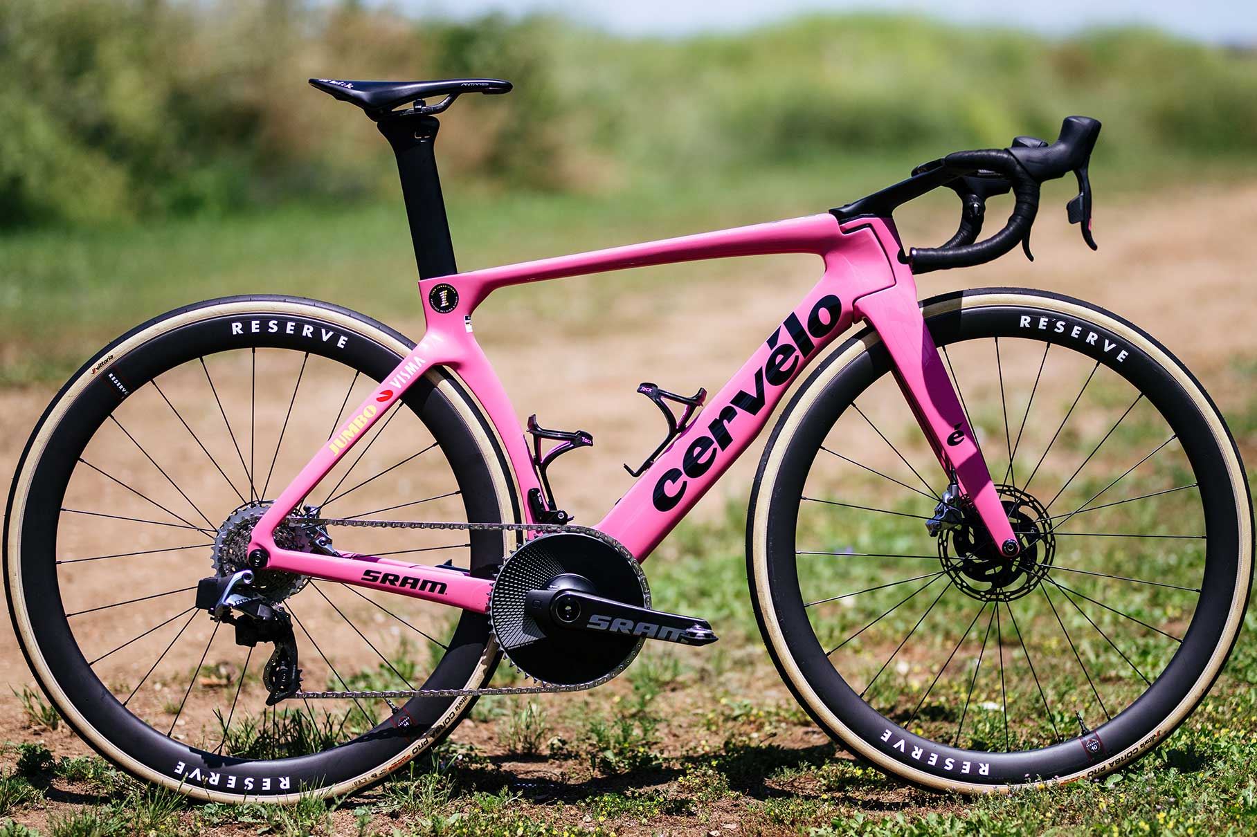 Primoz Roglic's pink Cervelo S5 for the final stage of the 2023 Giro.