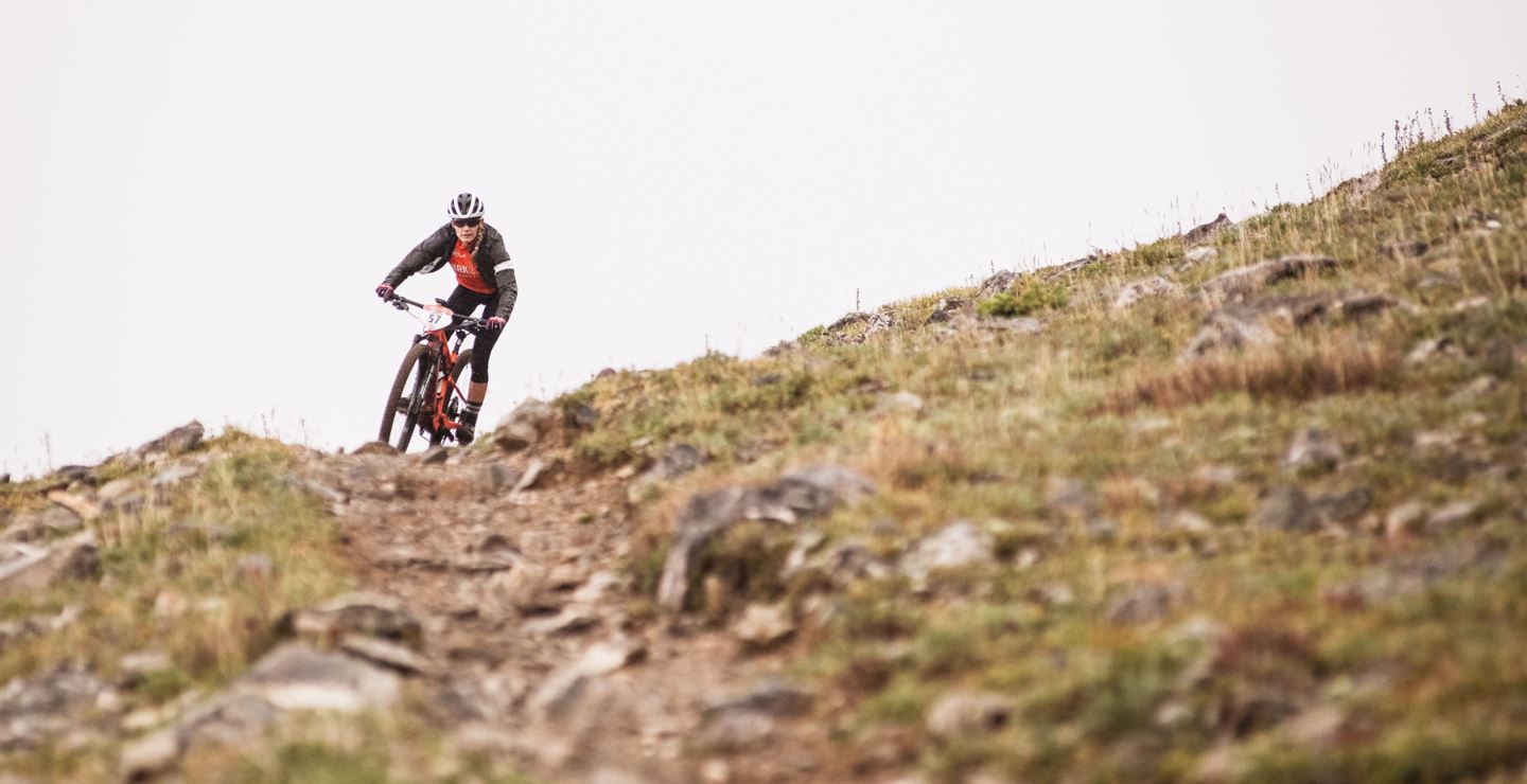 Alexis Skarda racing at the Breck Epic