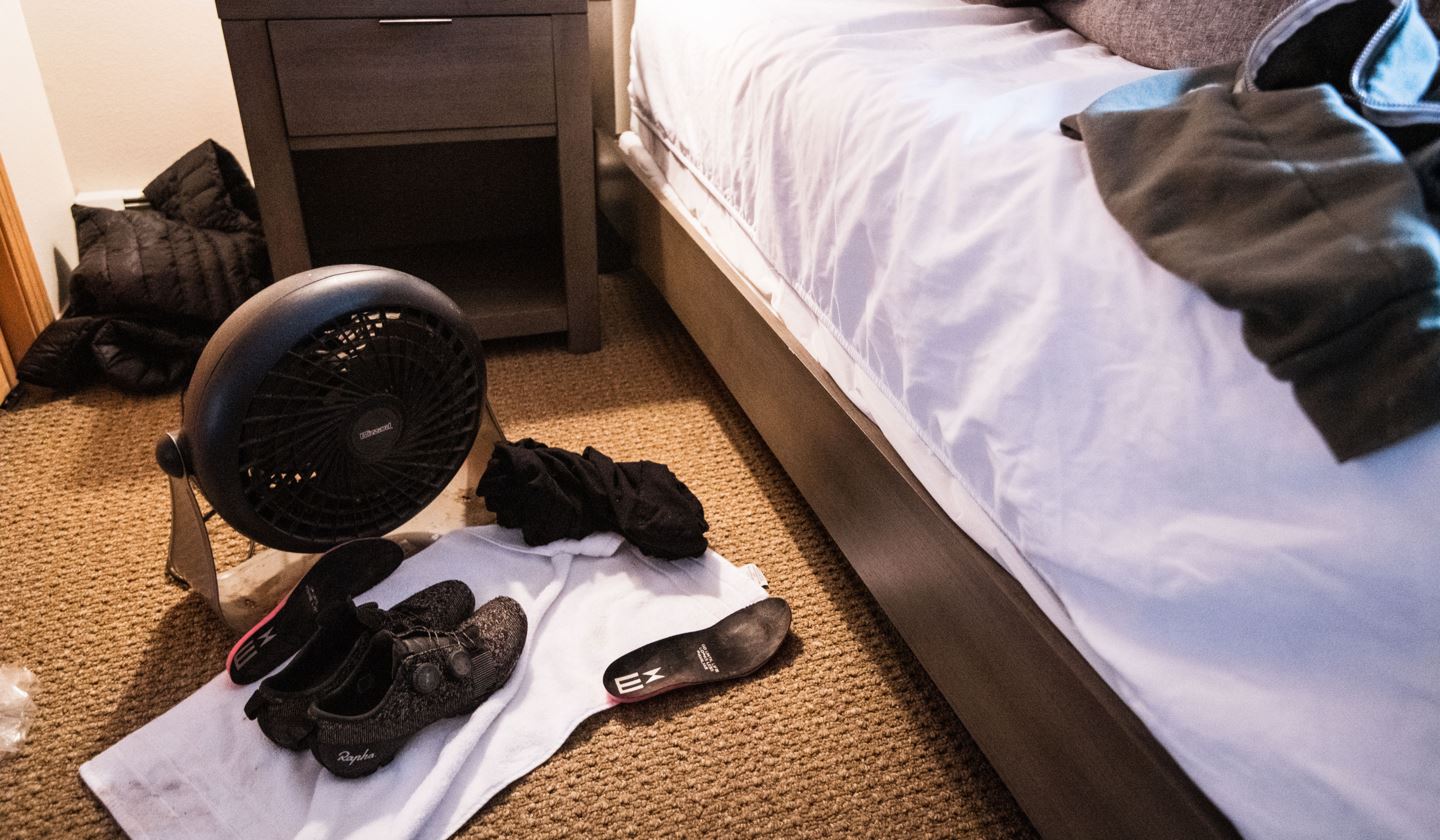 Drying race shoes at breck epic