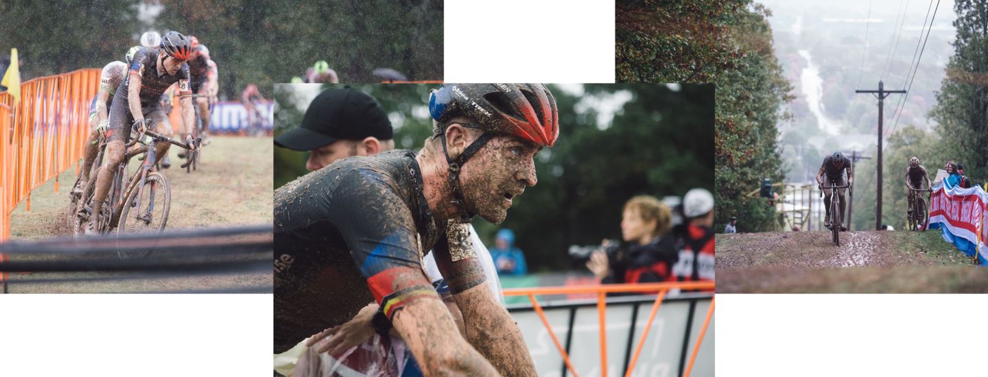 Toon Aerts embraces the mud at the Fayetteville World Cup in October.