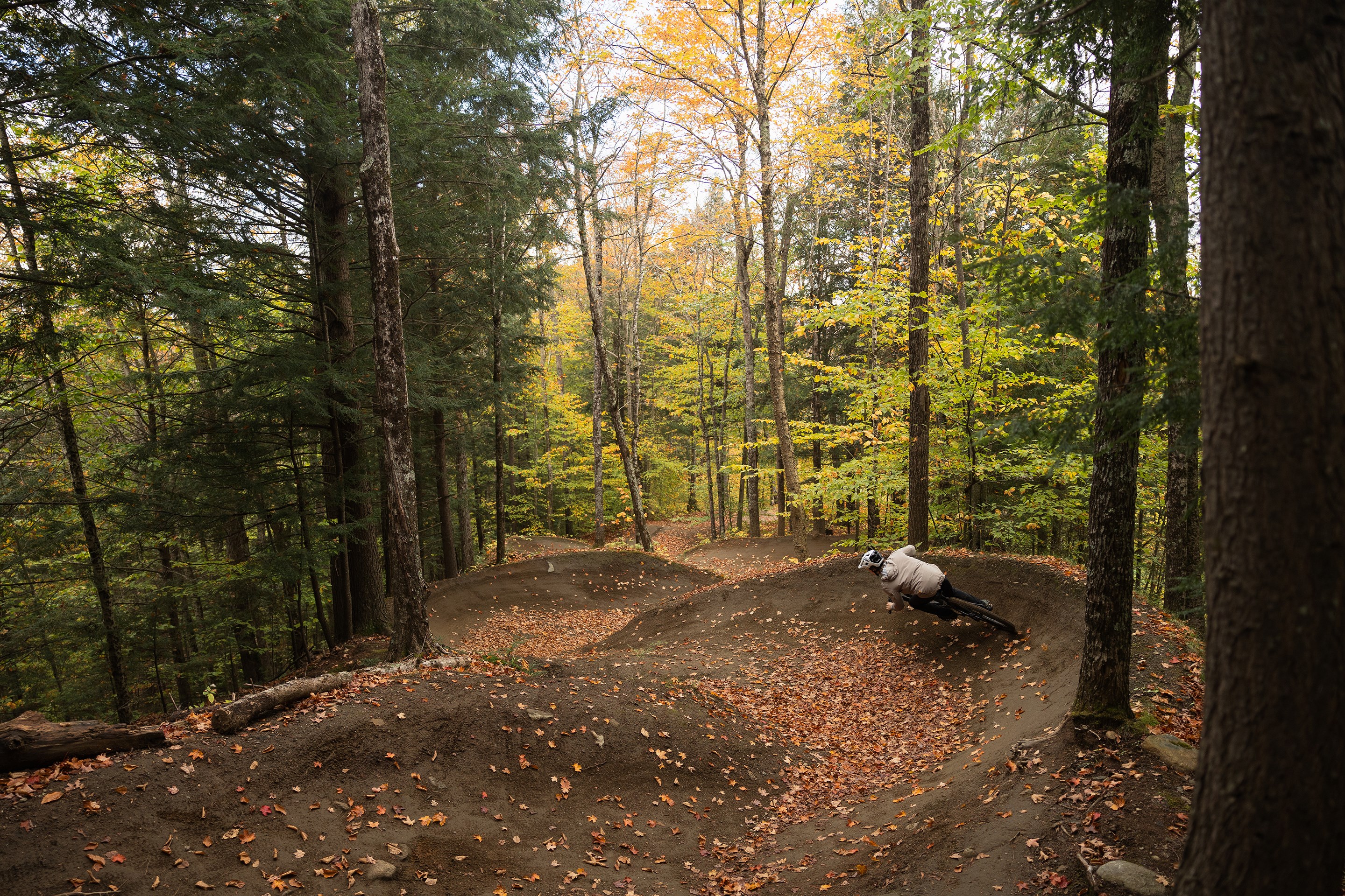 Rider on a mountain bike riding down a rock face