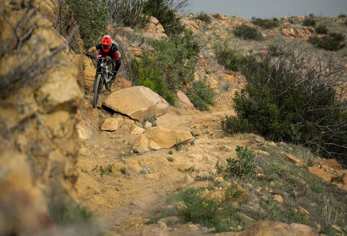 Rider on technical trail