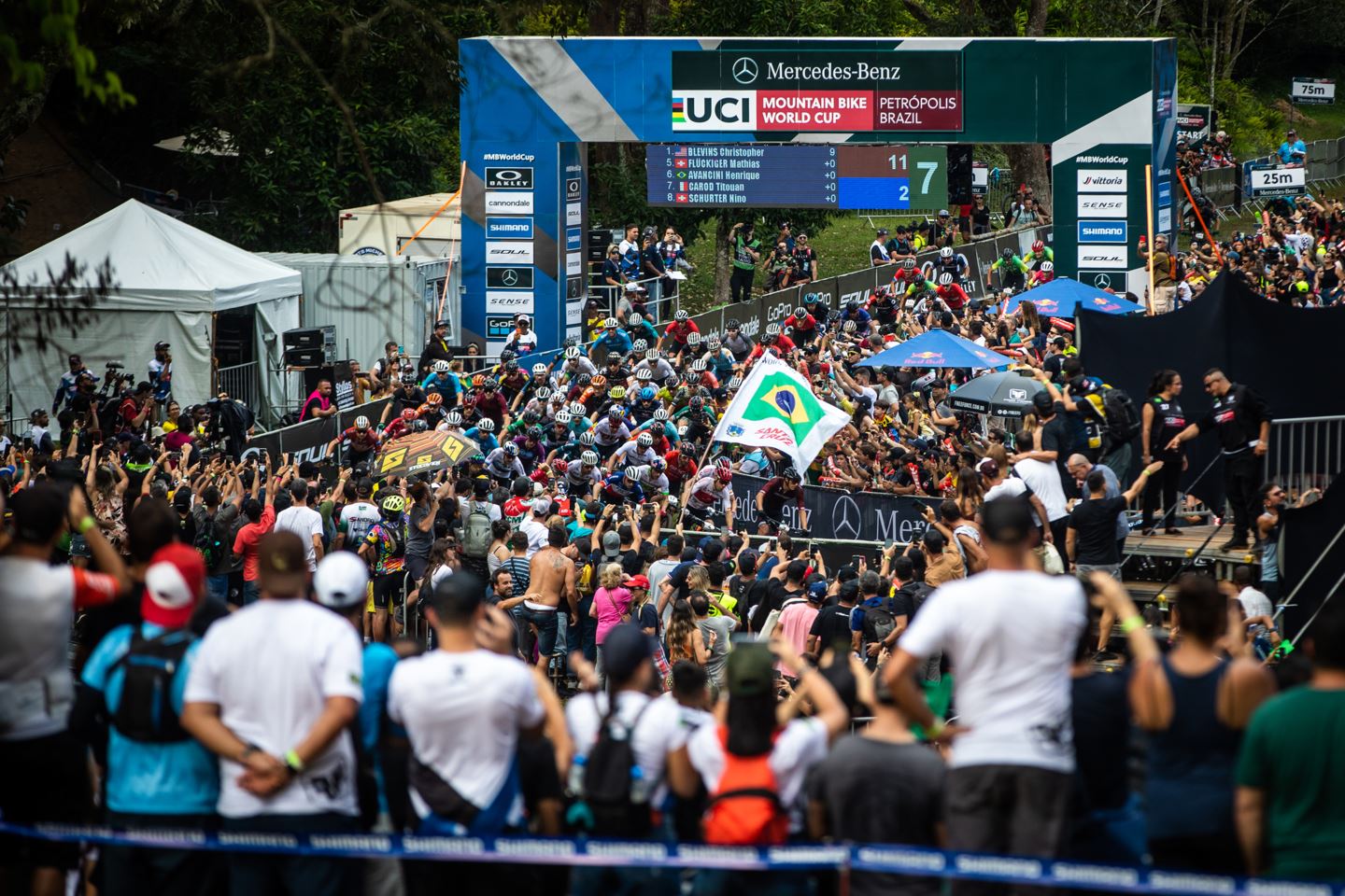 The start of the Elite Men's XCO in Petrópolis, Brazil.