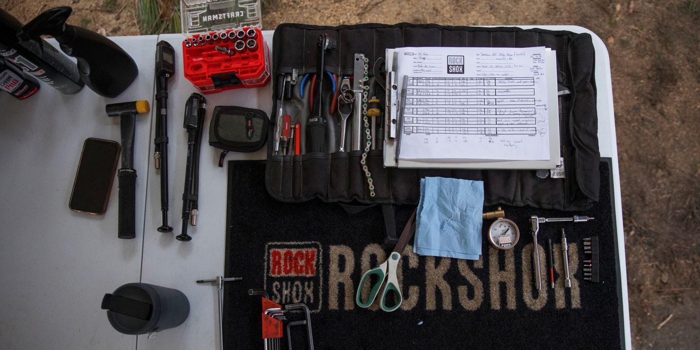 Top down view of testing work bench.