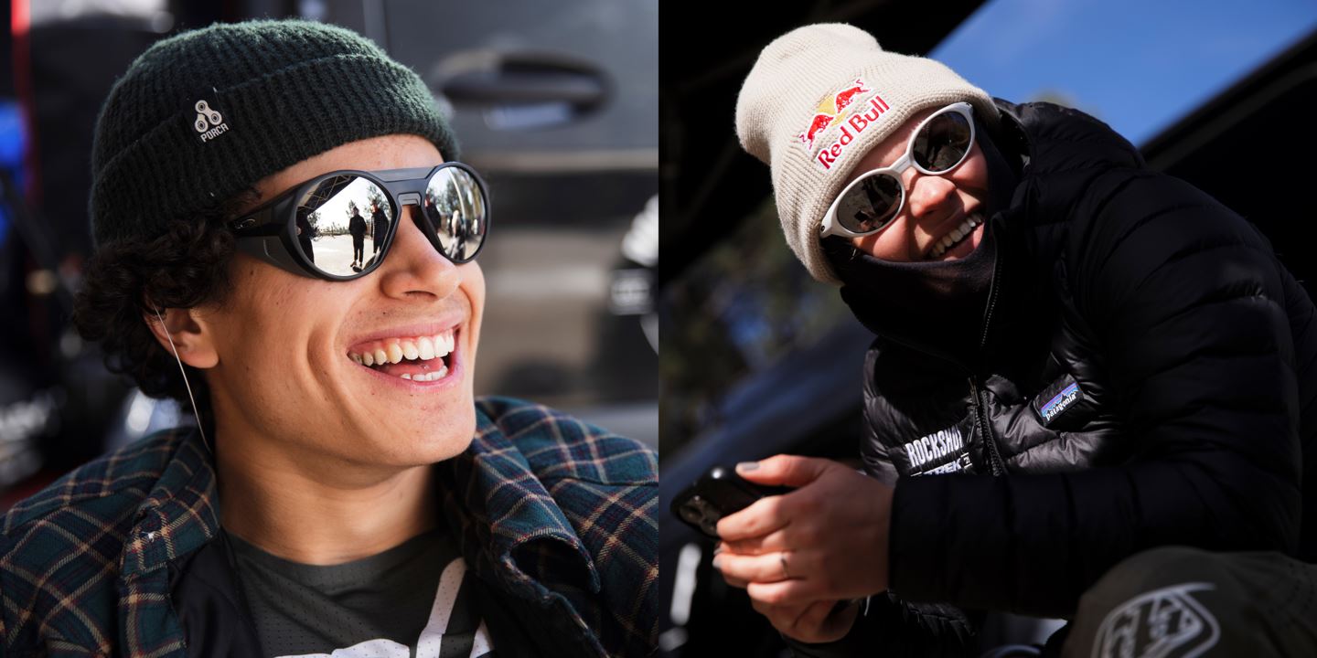 (Left) Tegan Cruz with his favorite Oakley shades. (Right) Vali Höll looking fly with her speed shades.