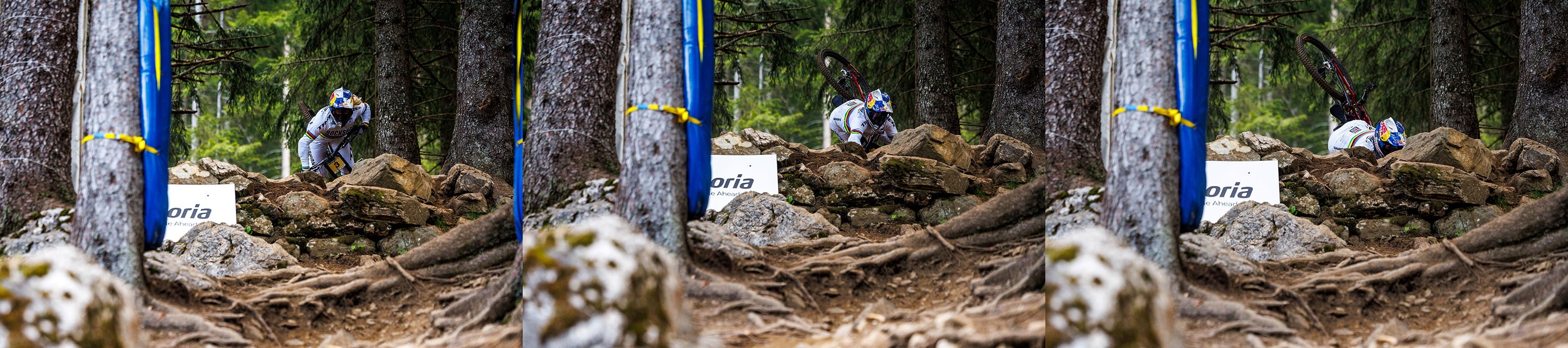 A series of Vali crashing in the rock garden in her Semi-Finals run in Lenzerheide, Switzerland.