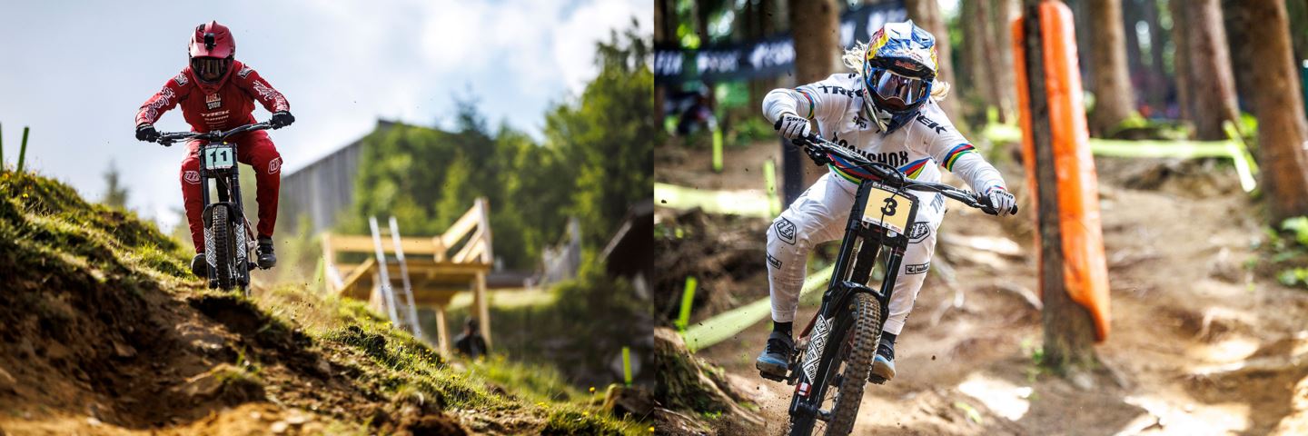 (Left) Tegan racing in his Qualification run on Thursday. (Right) Vali racing in her Qualifications run on Friday.