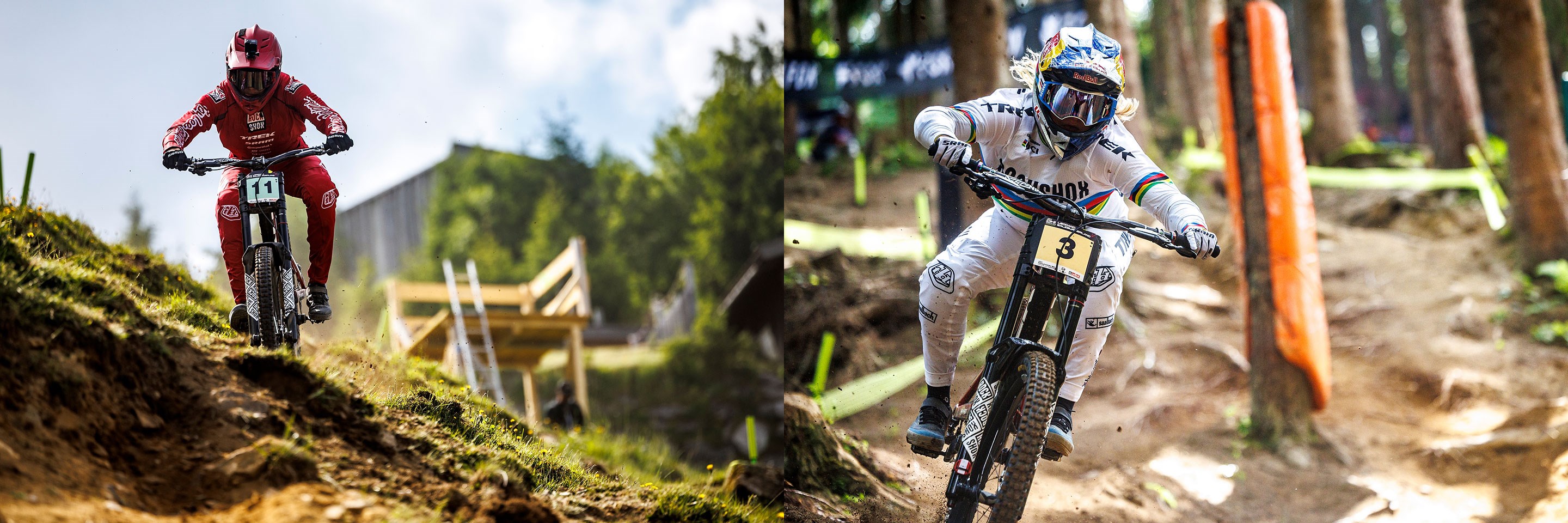 (Left) Tegan racing in his Qualification run on Thursday. (Right) Vali racing in her Qualifications run on Friday.