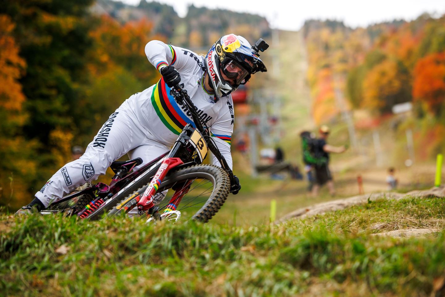 Vali Höll putting down the fastest time in Qualis in Mont-Sainte-Anne.
