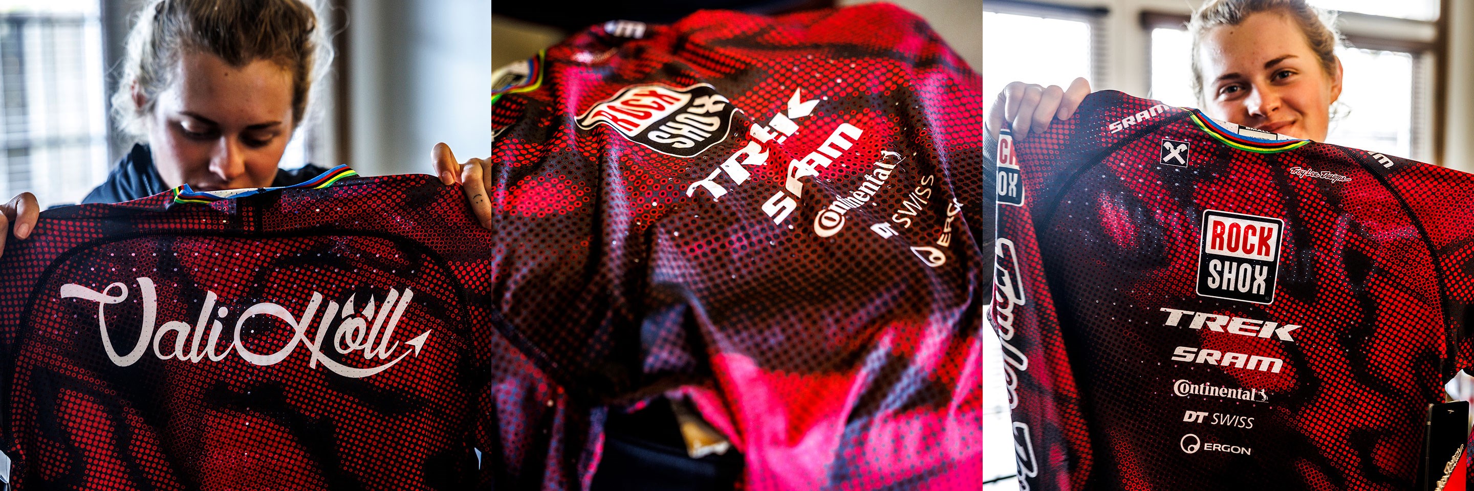 Vali's dark purple kit made to match her bike.
